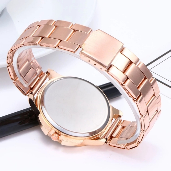 Rose Gold Color Stainless Steel Watch Rhinestones - Picture 5 of 8